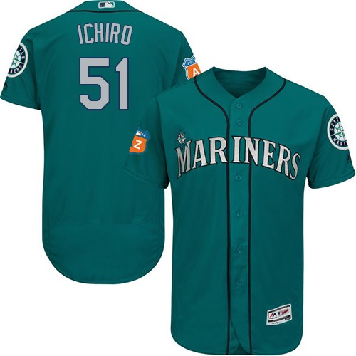 Mariners #51 Ichiro Suzuki Green Flexbase Authentic Collection Stitched MLB Jersey